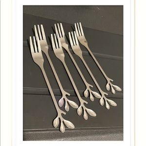 18 Pieces Silver Leaf Appetizer Forks 5" Tasting Dessert Forks